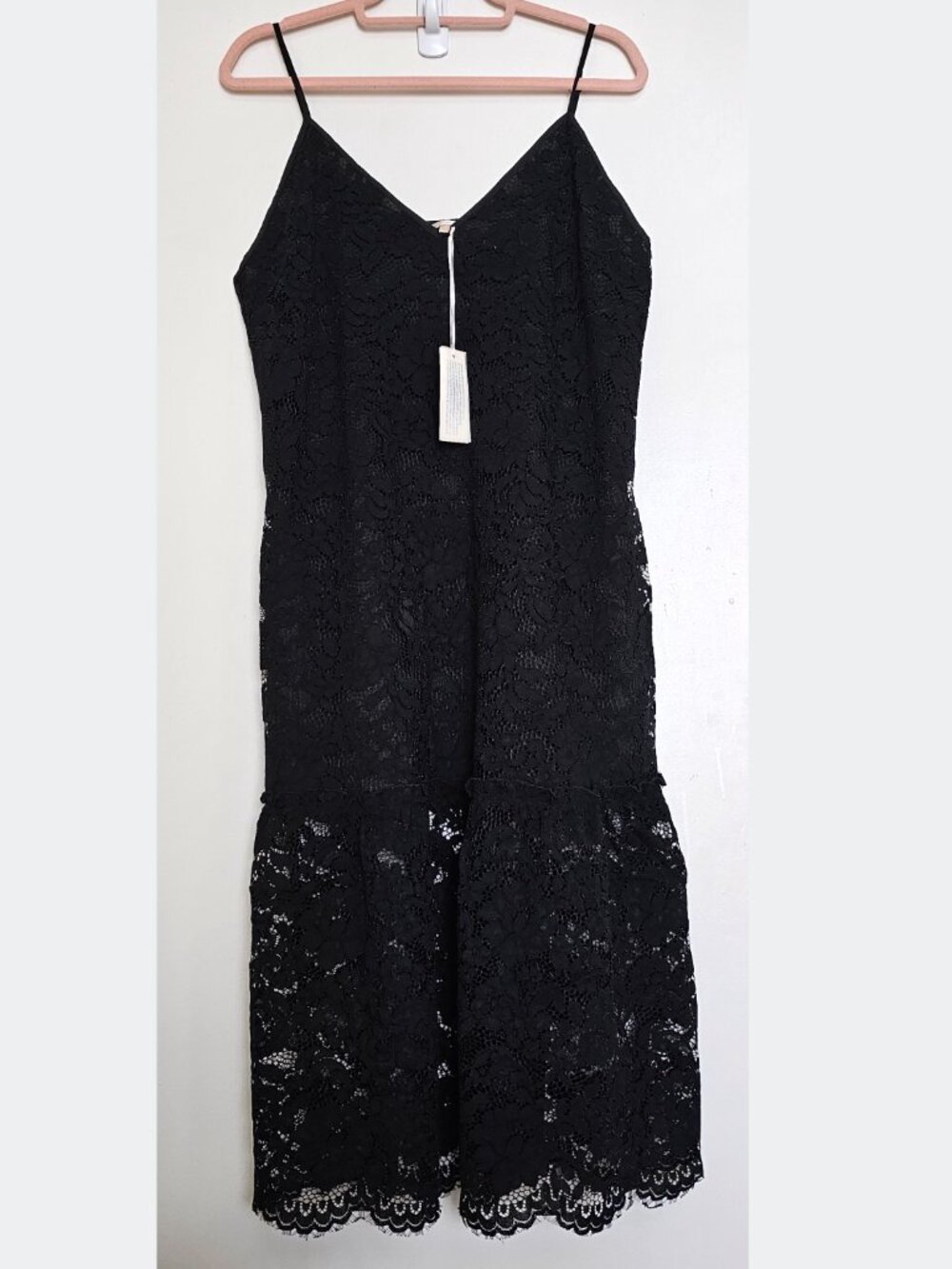 NWT Gold Hawk Flounce Hem Lace Midi Slip A-Line Fit & Flare Tank Dress M